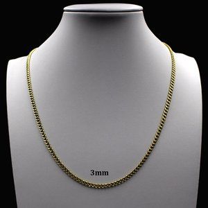 Real 10K Yellow Gold 3mm Miami Cuban Link Chain Necklace 24" inch